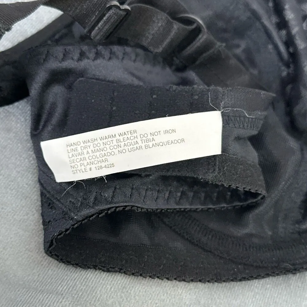 Vintage Delicates Bra 36C Black Lace Unlined Underwire Stretch Satin Sexy Retro - Image 10