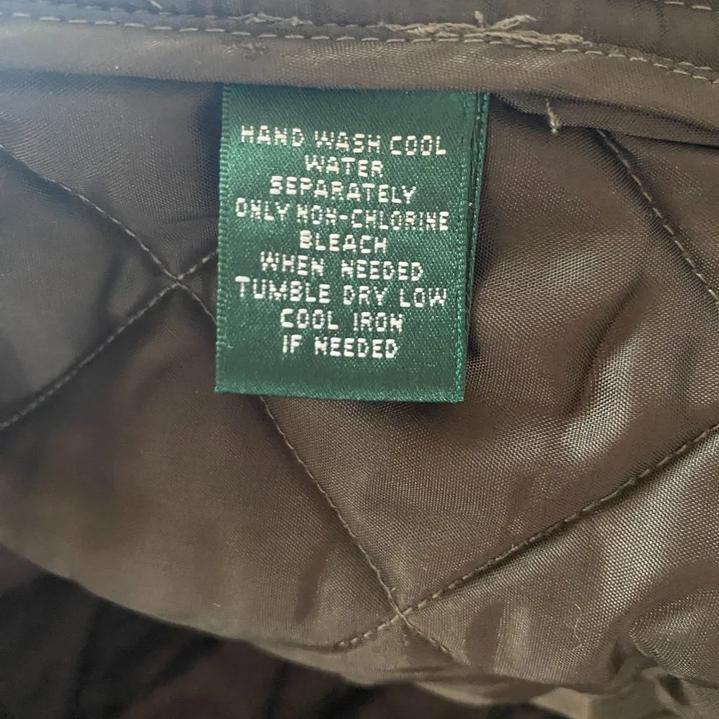 Lauren Ralph Lauren vintage army green quilted snap front long sleeve coat S - Image 12