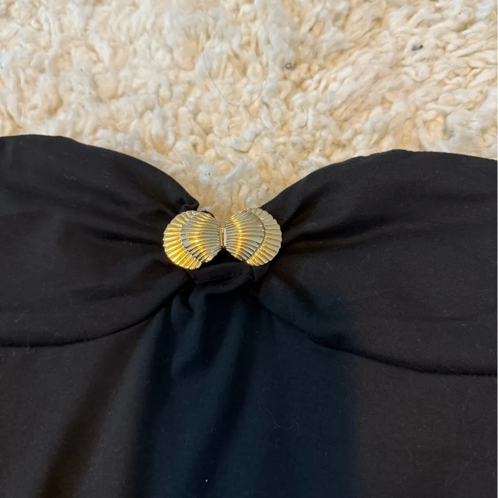 SHEIN Black and Gold Embellished Strapless Dress - Image 2