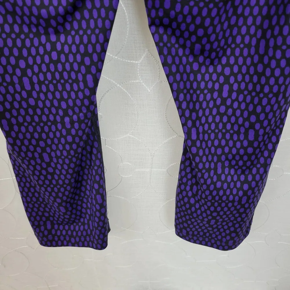 Nike Womens Leggings Size L Purple Polka Dri-Fit Run Fast Live Fearless Capri - Image 6