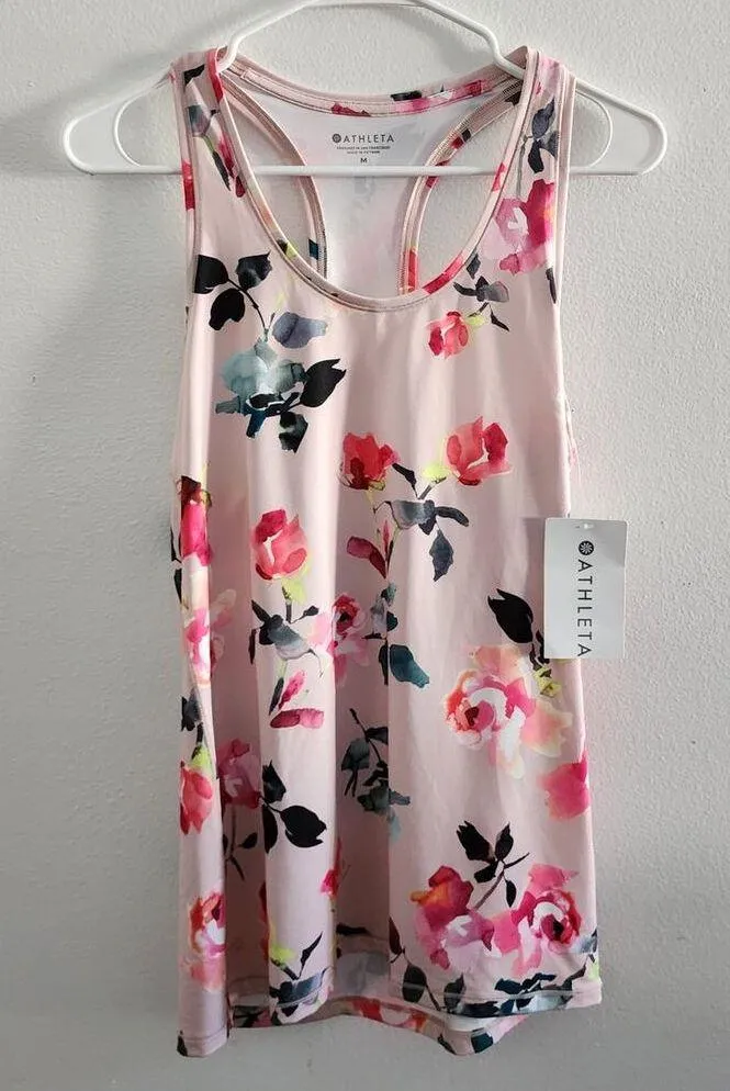 Athleta Shanti Floral Printed Tank Orchid Pink Medium NEW - Image 3