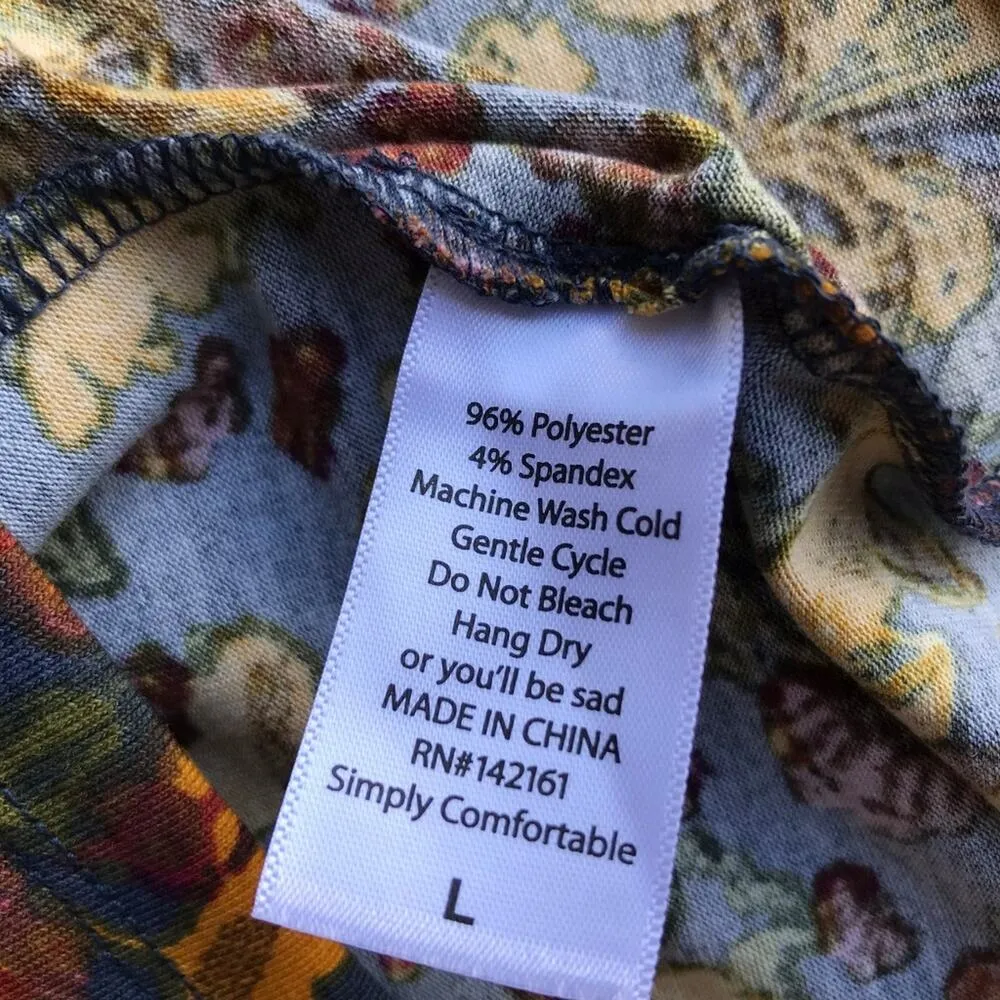 LuLaRoe Womens Top Size Large Green Blue Gold Irma Tunic Floral Shirt Hi Low NEW - Image 7