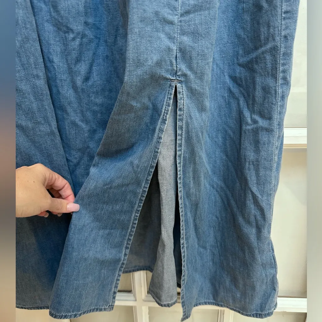 Gap Puff Sleeve Blue Denim Midi Dress Western Cottagecore Chic Boho Size XL NWT - Image 7