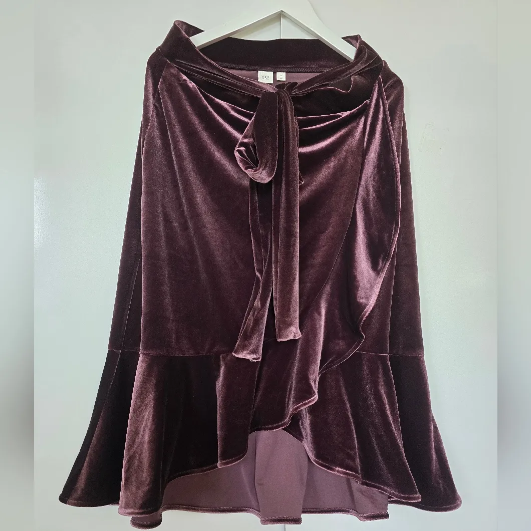 Gap Purple velvet ruffled wrap midi skirt Size M - Image 4