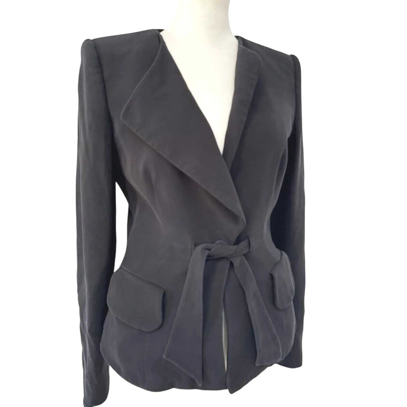 Vintage Giorgio Armani Borgo 21 100% Silk Black Blazer Jacket Made in Italy 36 - Image 2