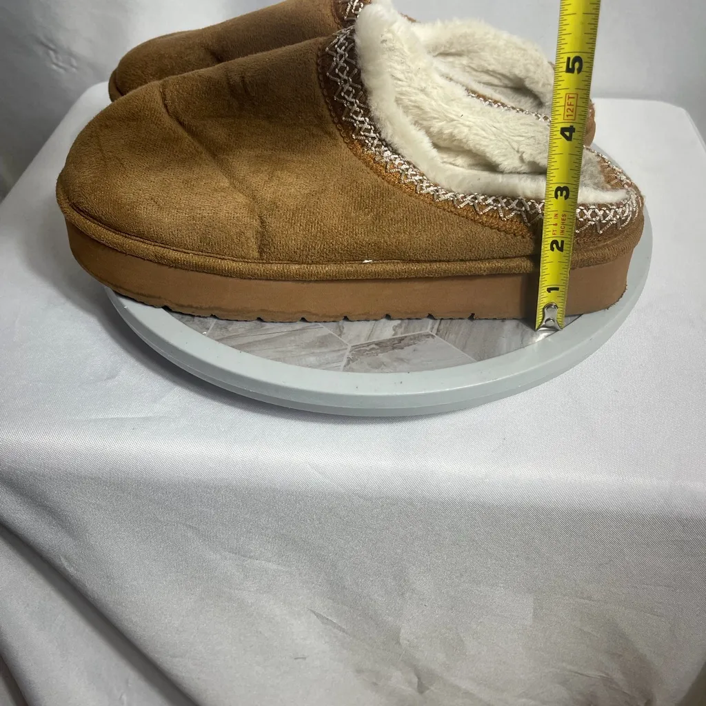 Brown Faux Suede Sherpa Lined Clog Slippers Womens EU 38/39 Cozy Indoor Shoes - Image 6