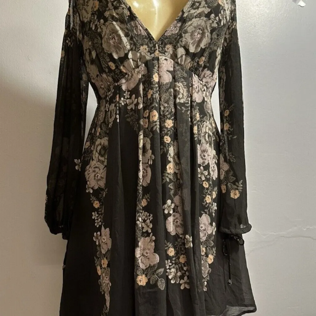 Free People Penny Lover Mini Dress in Raven Combo Women's Size Large boho flowy - Image 5