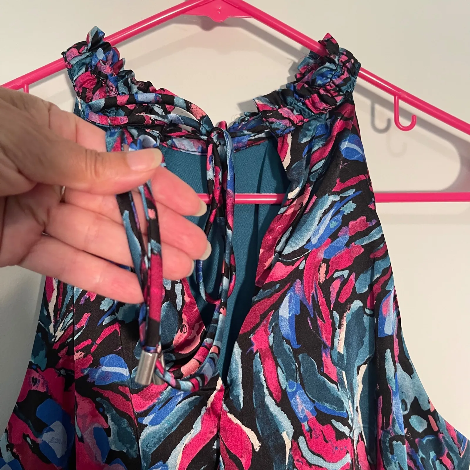 Nicole Miller New York Halter Maxi Dress Women's Large‎ Abstract Print - Image 5