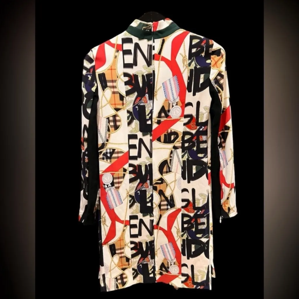 Burberry London Zoya High-Neck Graffiti Print Mini Dress Silk Wool Size 0 NWOT - Image 9