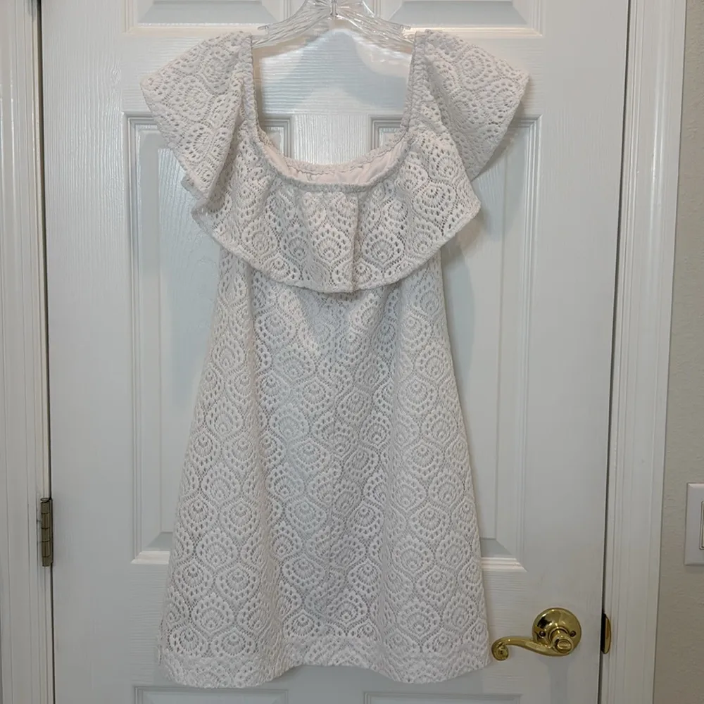 Lilly Pulitzer La Fortuna Off-The-Shoulder Dress in Resort White Size Medium - Image 6
