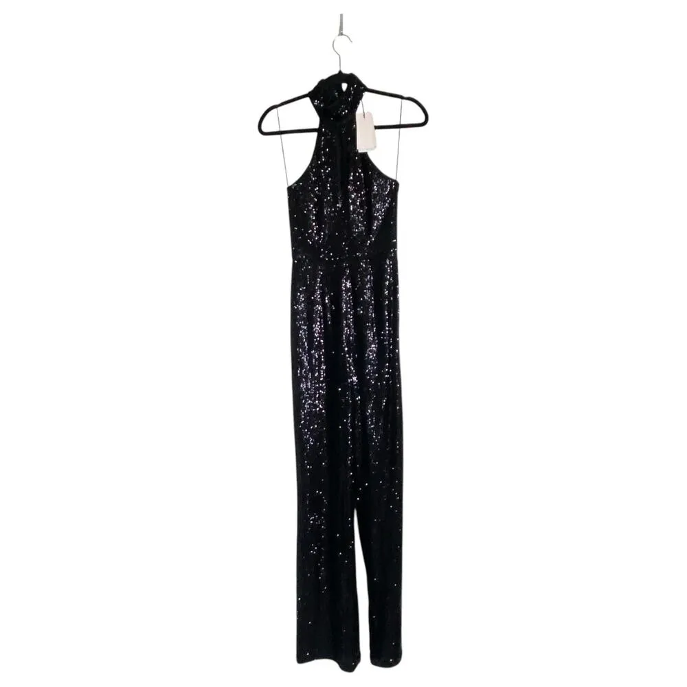 NWT CINQ A SEPT Shelby Jumpsuit Black Sequin Size 0 New Party Sexy Cocktail - Image 4