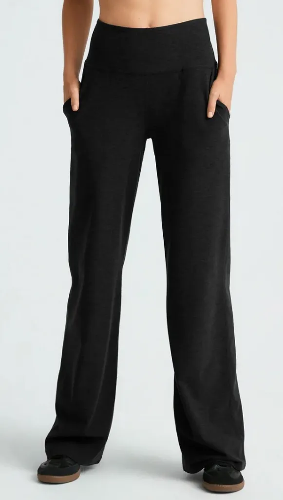 Beyond Yoga Women's Black Boot Cut Space Dyed High-Waisted Pants Small - Image 1