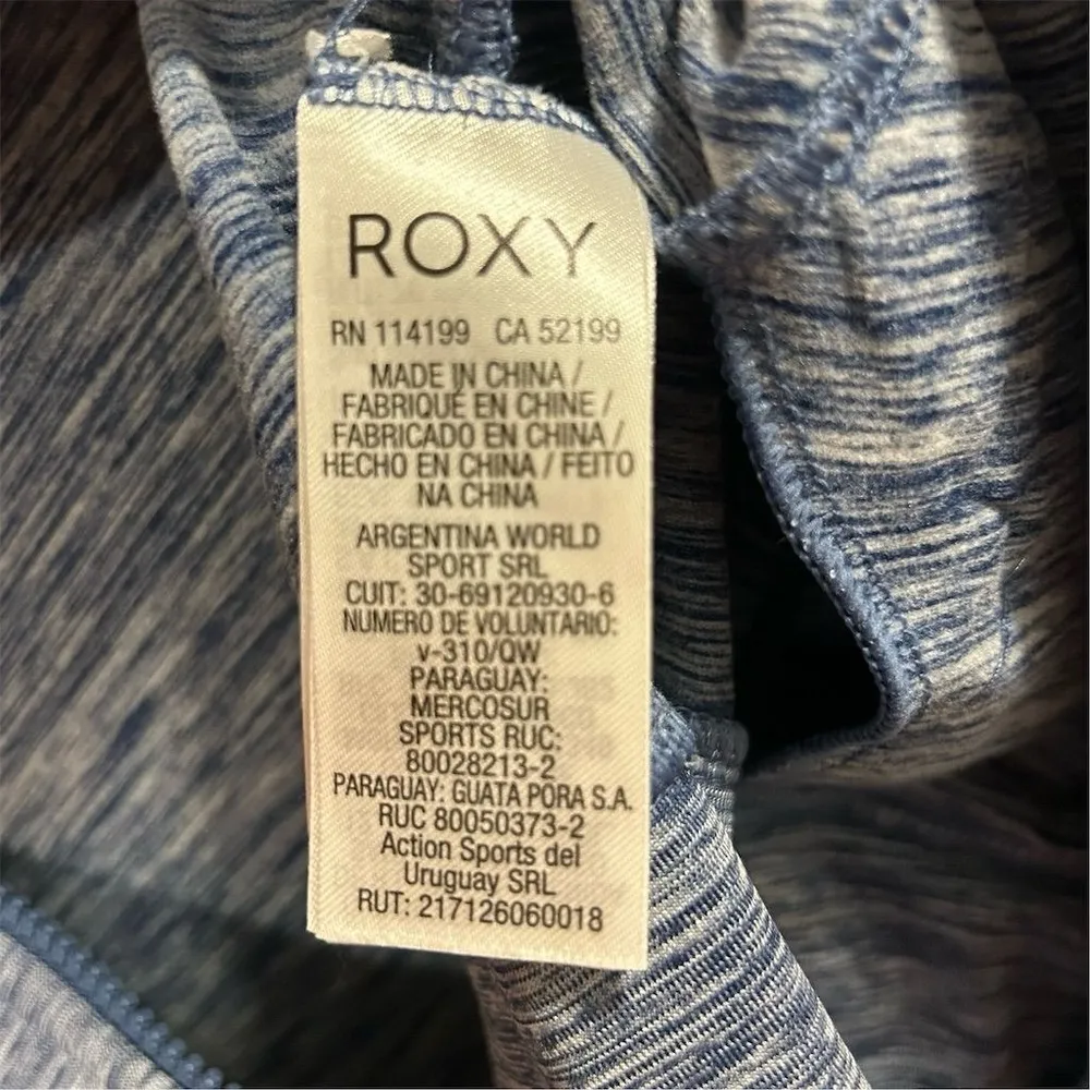 Roxy Women's Medium Nlue Heathered Gray Hooded Zip-Up Jacket Casual Long Sleeve - Image 4