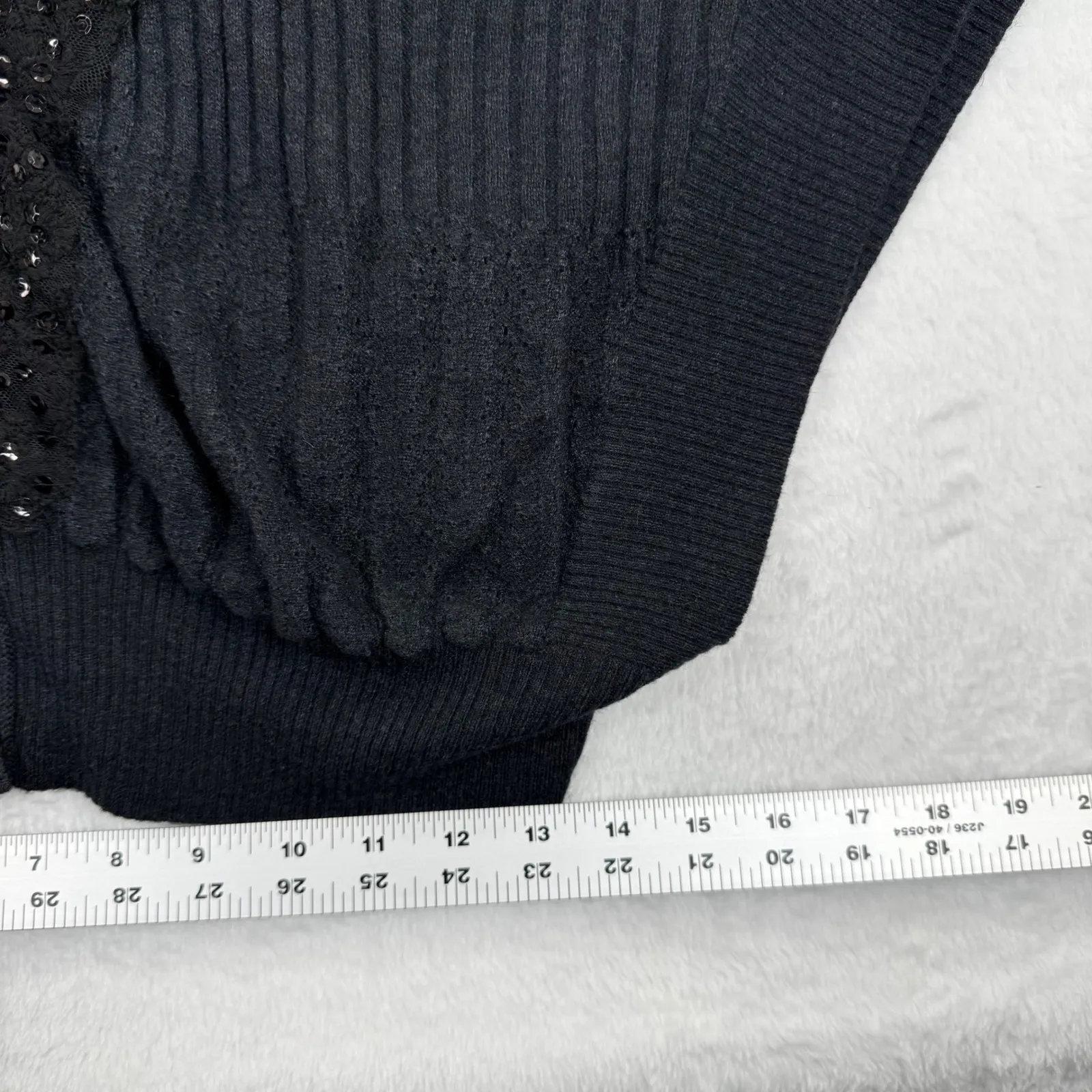 NWOT Free People Womens‎ L Sequined Cardigan Sweater Black Button Front Knit Top - Image 2