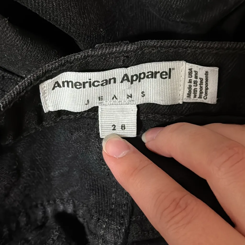 American Apparel Jeans Black Cotton Rigid Denim Straight Leg Jeans size 28 - Image 9