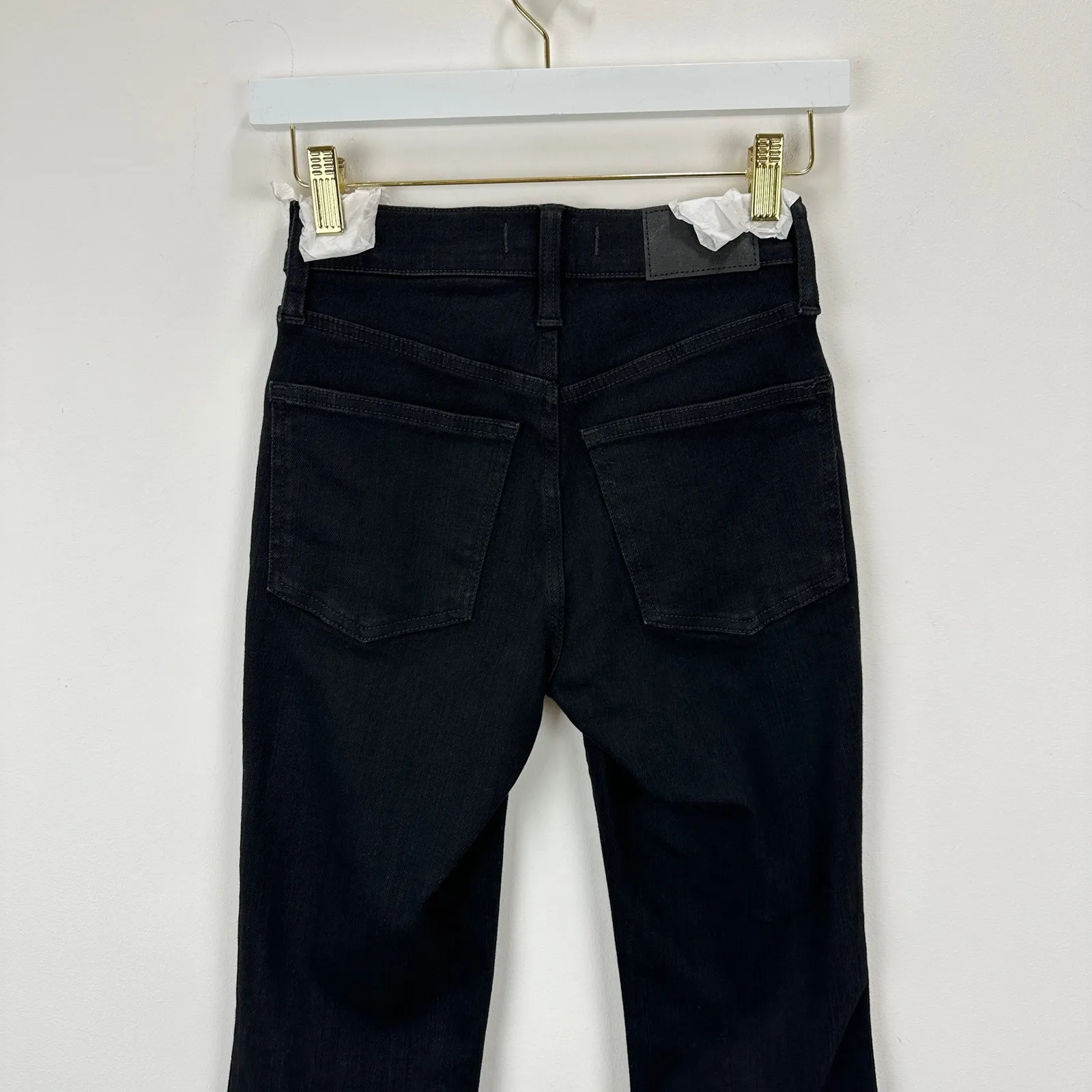 Madewell Mid Rise Kick Out Crop Jeans Black Flare Stretch Minimalist US 23 NWT - Image 13