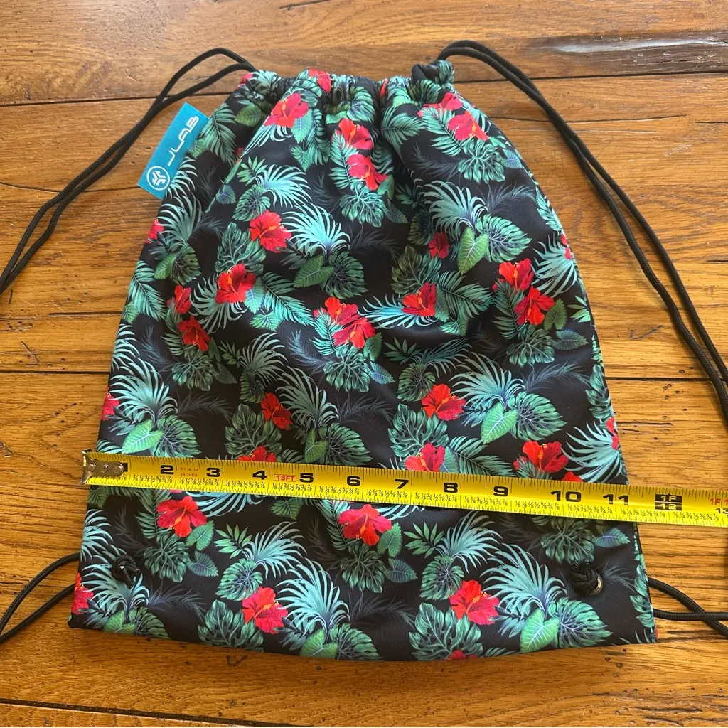 🌸3 for $20🌸 Jlab Padded Cinch Bag Tropical Floral Drawstring Backpack Red - Image 5