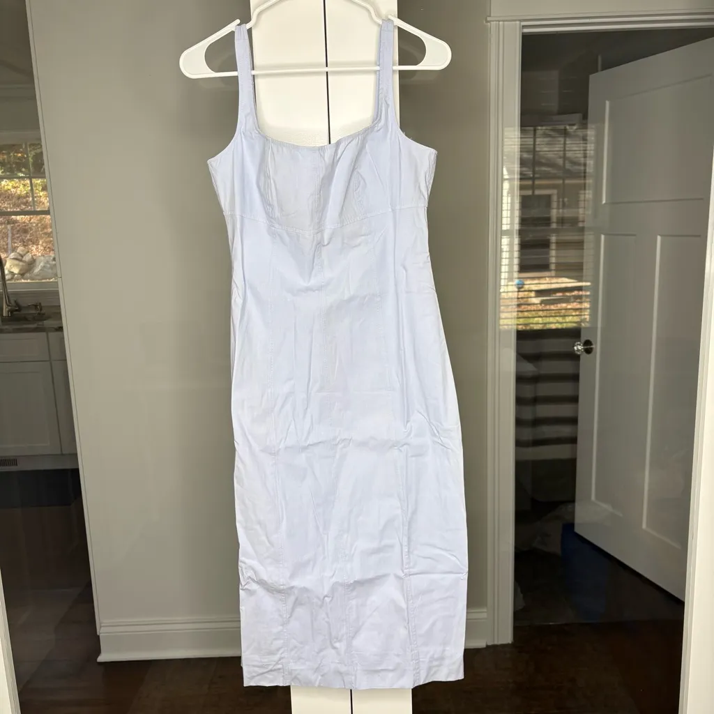 NWT J. Crew Squareneck Seamed Midi Dress Blue Eoe - Image 2