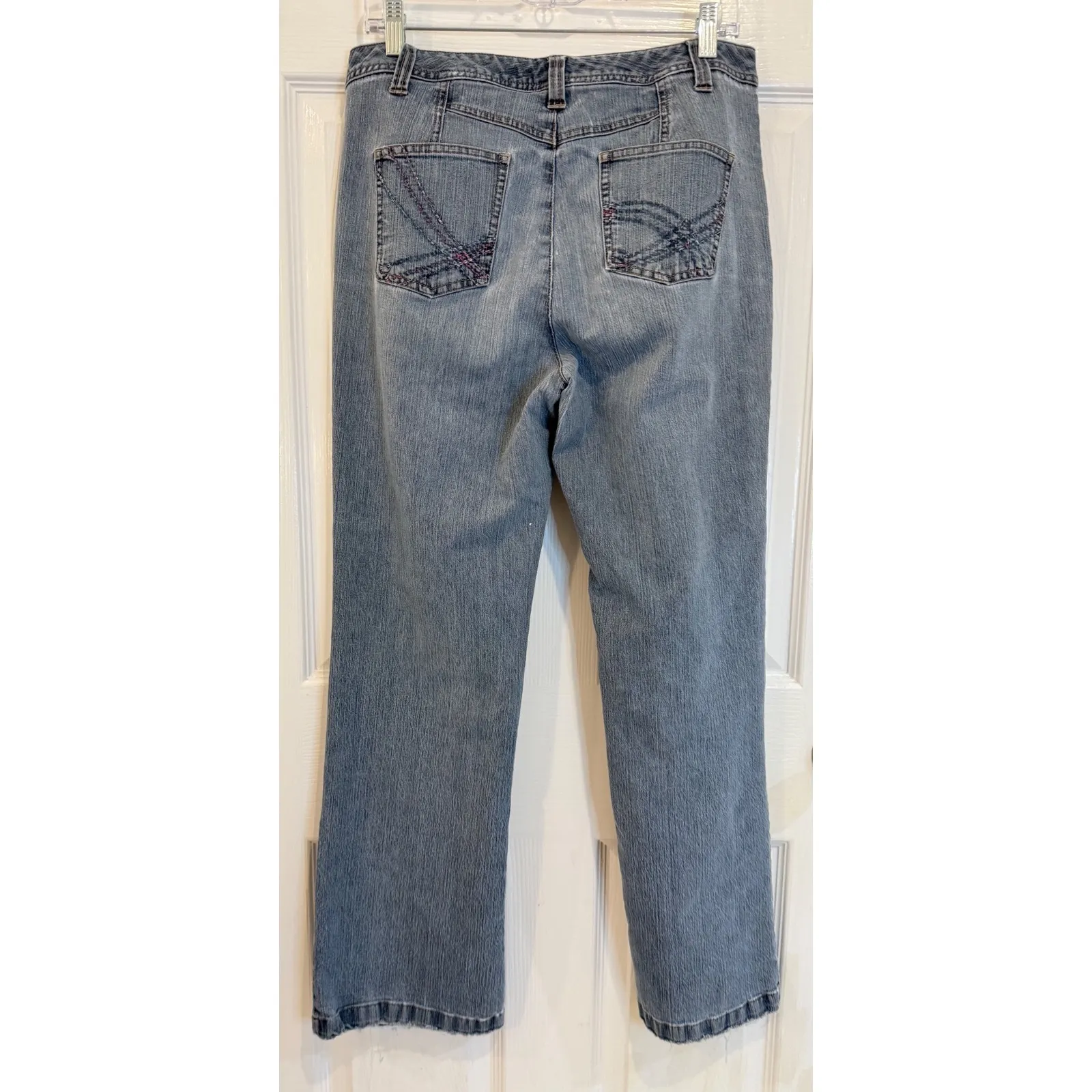 French Cuff Women's Jeans‎ Size 12P Blue Denim Rhinestone Embellished Pockets - Image 4