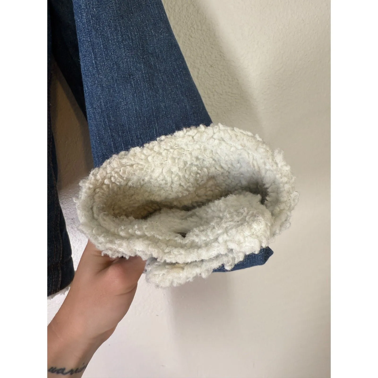 Vintage Steve & Barry's Sherpa Denim Trucker Jackets Womens Sz M 90s Farmcore - Image 3