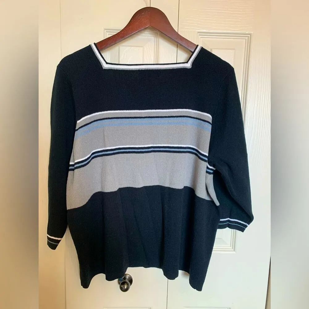 Venezia jeans Vintage square neck sweater sz 18/20 y2k Blue - Image 3