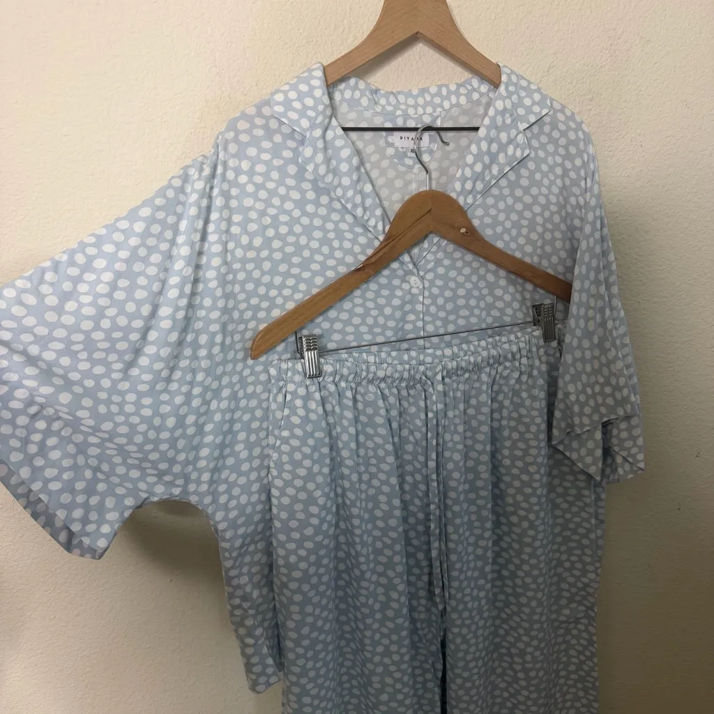 Piyama Marnie Sleep Set in Reverse Dot Misty Blue Pajama Womens Size XL - Image 2