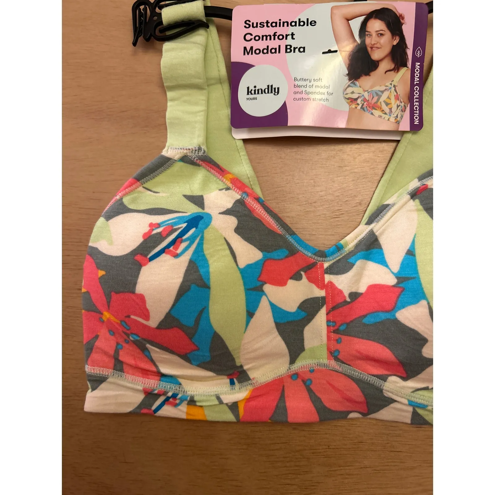 New Women’s Kindly Yours Modal Spandex bra/Sports Bra Tropical 🌴Mint size Small - Image 2