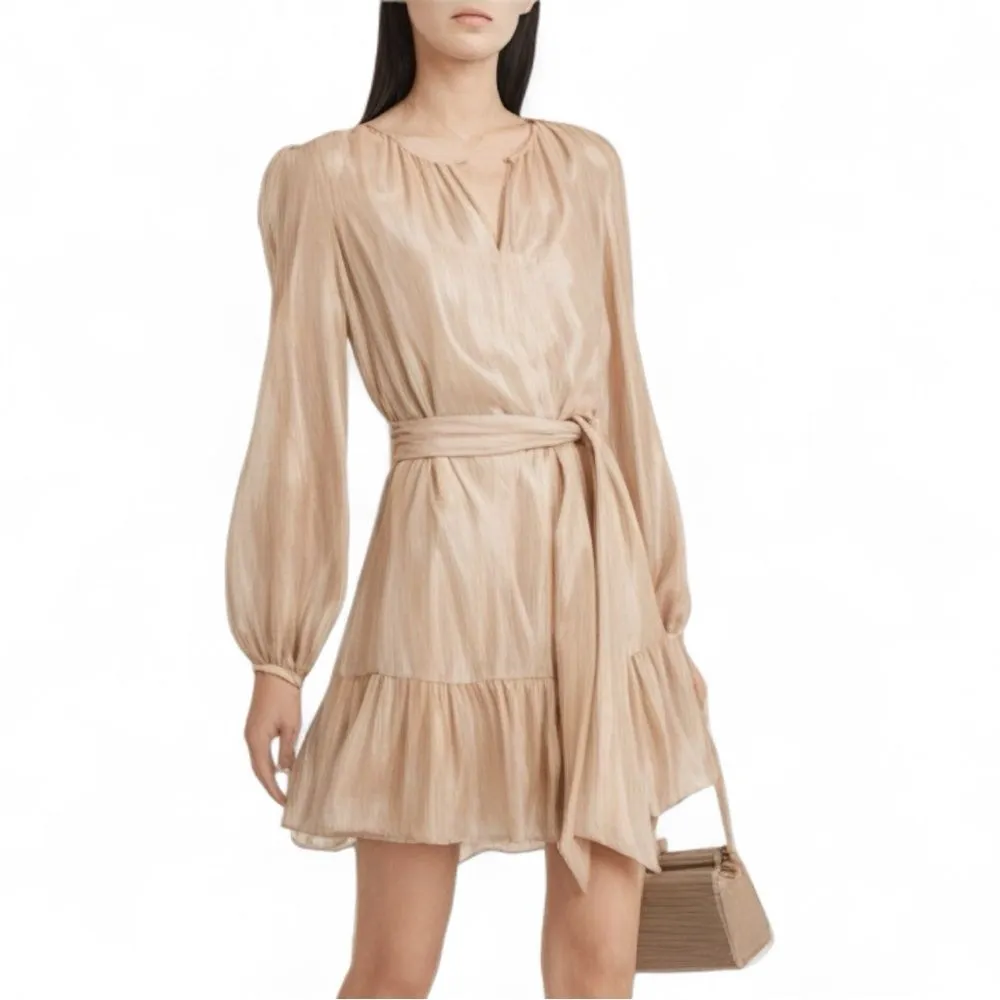 Intermix Margot Metallic Silk Georgette Mini Dress NWT Size 4 - Image 2