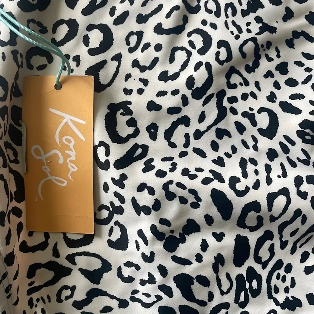 Kona Sol Women's Neutral Leopard Print High Waist
Full Coverage Bikini Bottom L - Image 3