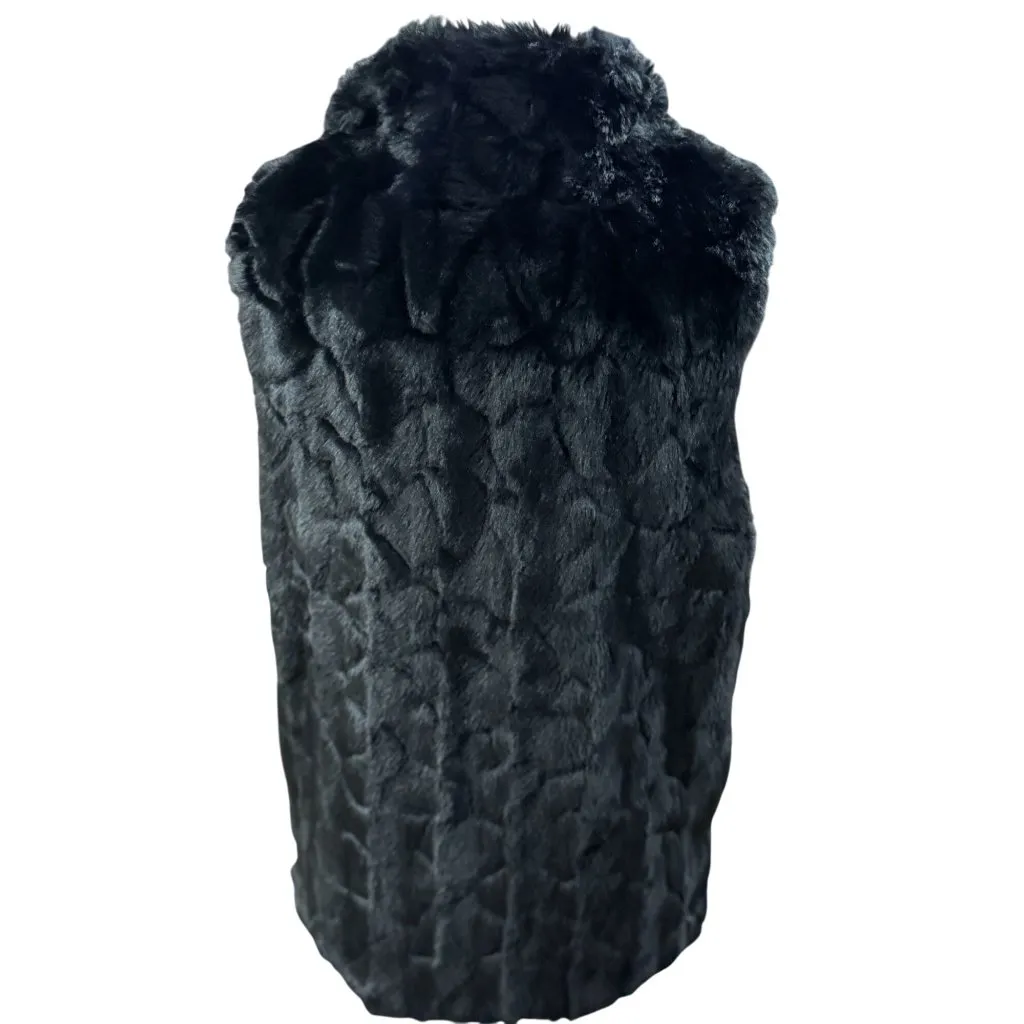 NEW Love Tree Womens S Black Faux Fur Vest Plush Soft Winter Outerwear Cozy Coat - Image 3