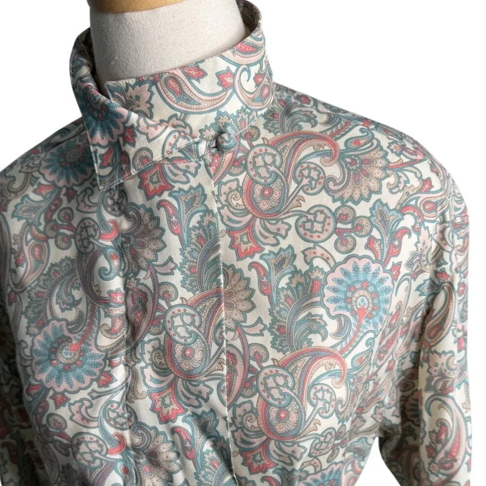 David Brooks vintage matching top skirt secretary set paisley pastel size S Blue - Image 3