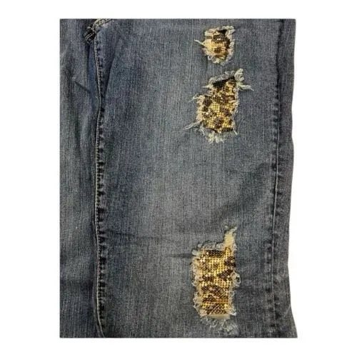 Poetic Justice Shaw Boyfriend Women Jeans 30/32 Blue Gold Sparkling Sequins Size undefined - Image 5