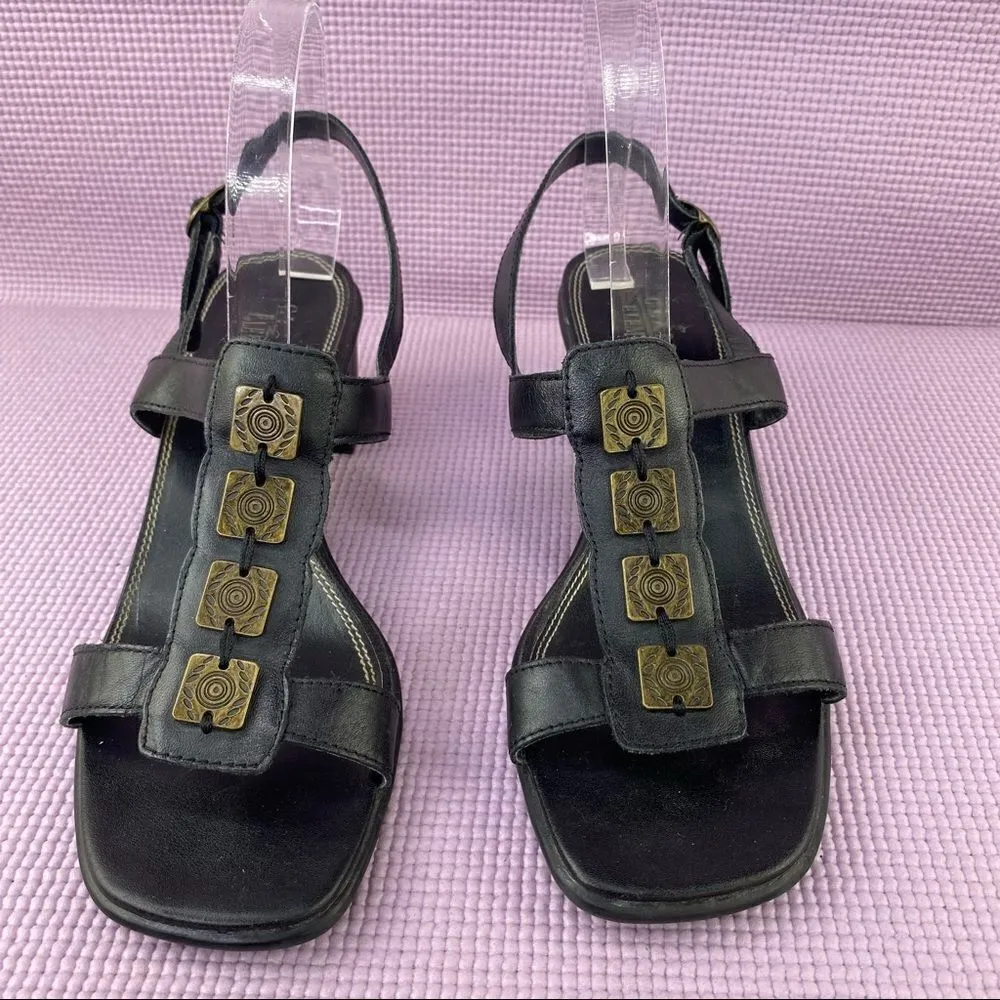Classic Elements Shoshanna Square Toe Block Heel Sandal Black Size 9 Leather - Image 3