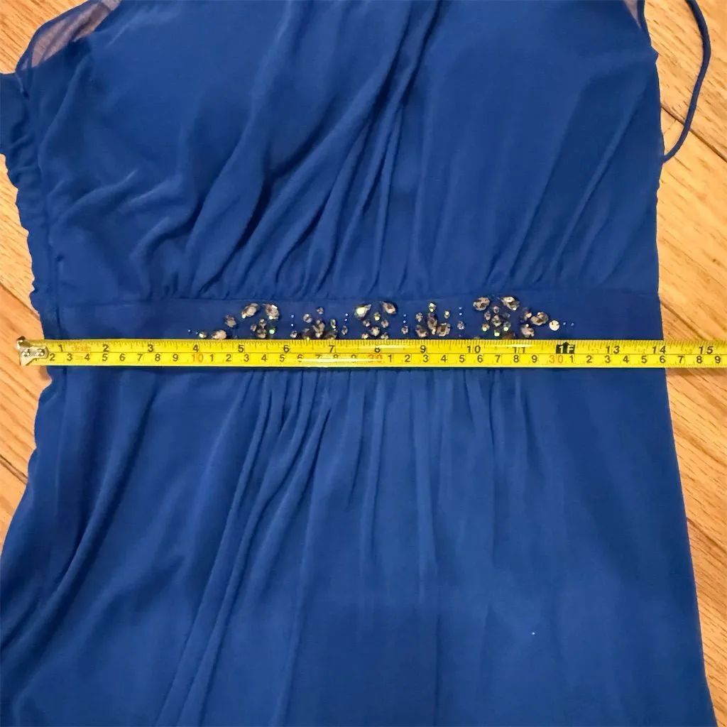 Adrianna Papell Women's One-Shoulder Blue Gown Size 8 Formal Dress - Image 6