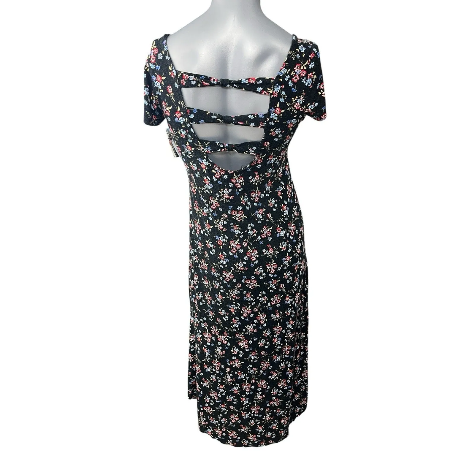 Vtg Floral Flowy Dress Asymmetric Fairycore Large Ethereal Romantic Y2K Rayon - Image 7