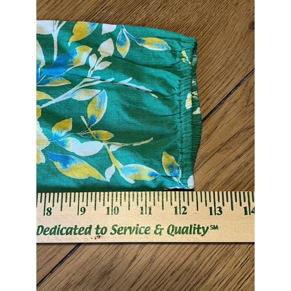 St. Johns Bay Women Green Floral Long Sleeve Blouse Size Large Hawaiian Colorful - Image 5