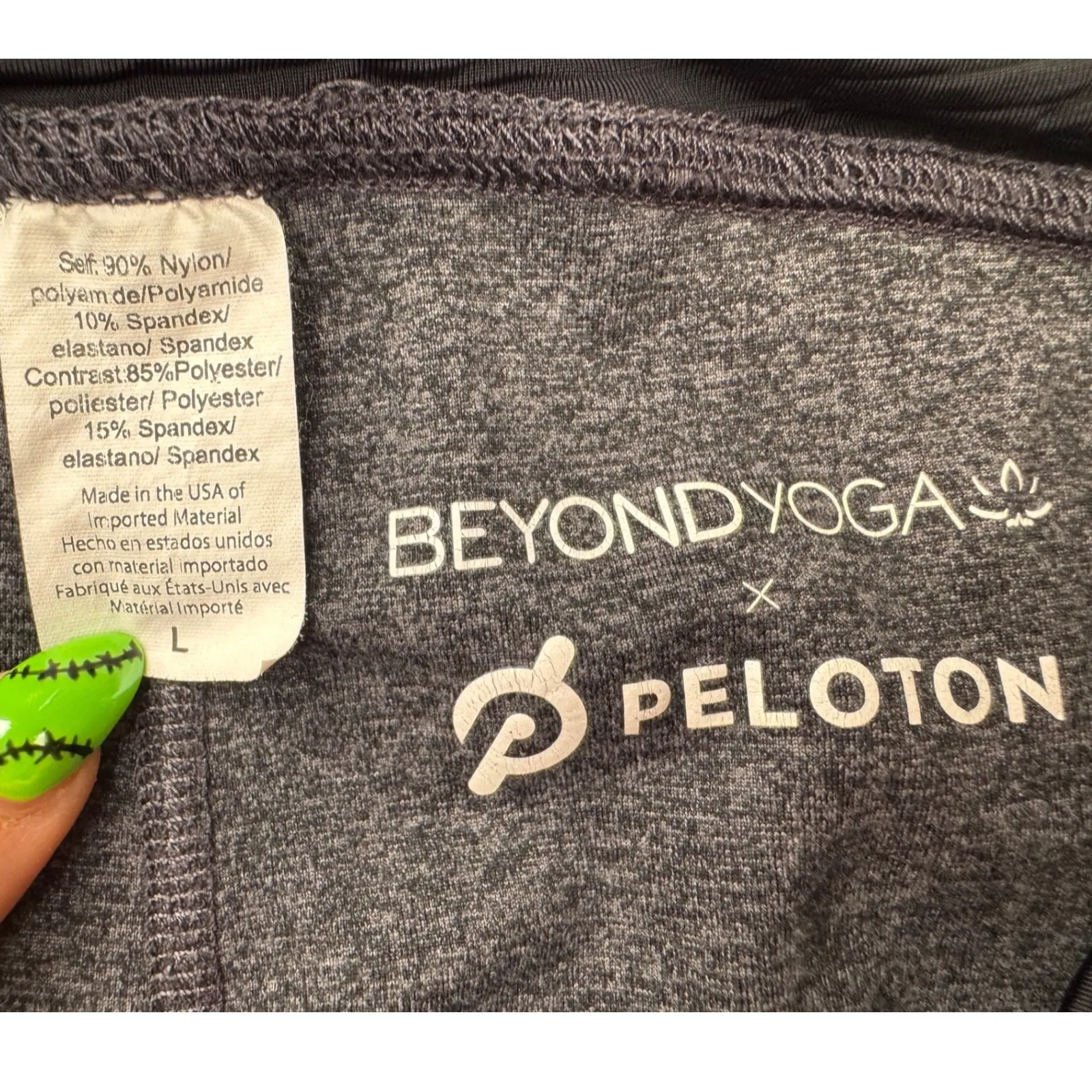 Beyond Yoga x Peloton Womens Gray Fold Over Waist Leggings Size Large - Image 5