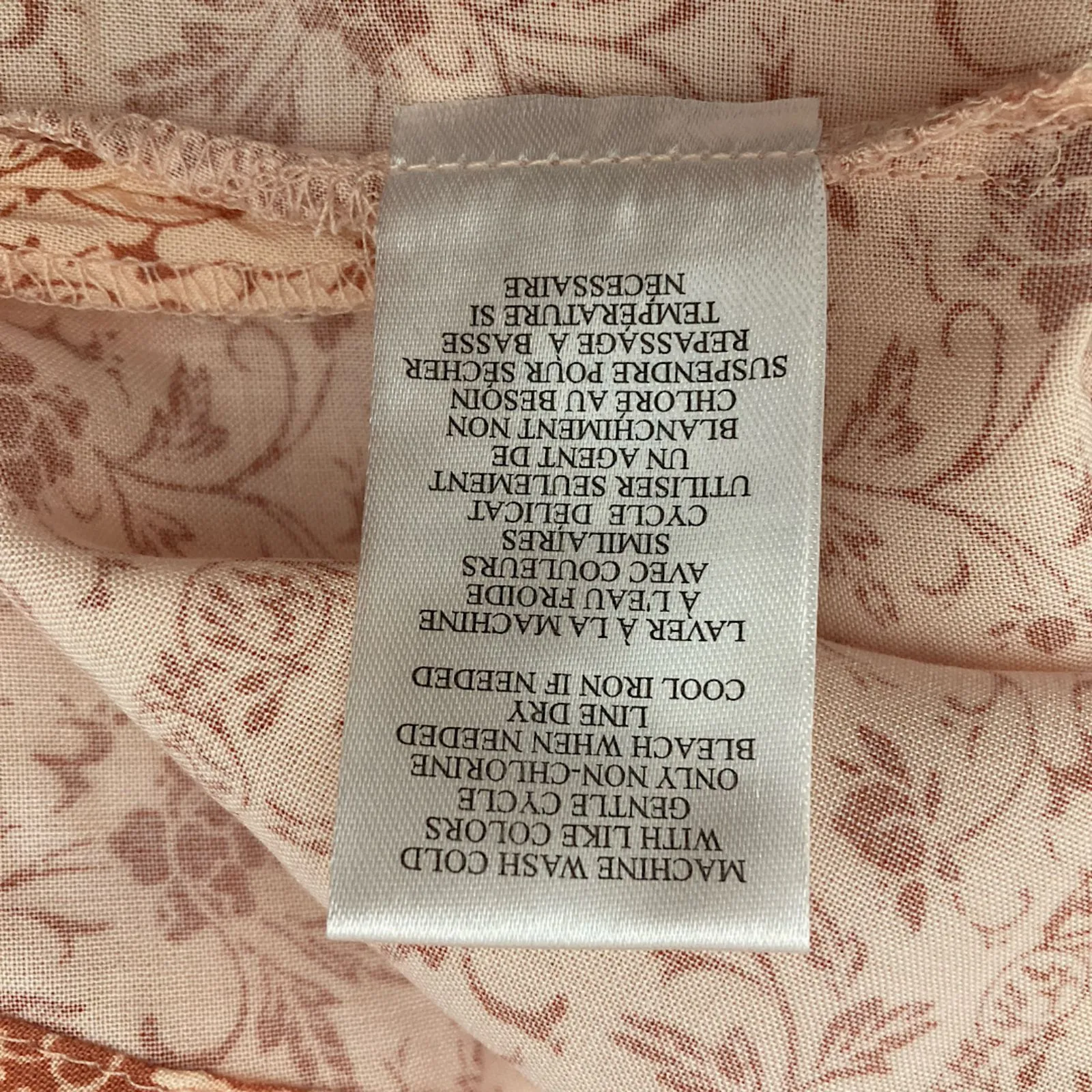 Boho Peasant Blouse M Floral Crochet Lace Tie Neck 3/4 Sleeve Festival Orange Size M - Image 5