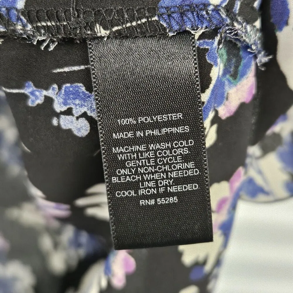 Express Portofino Floral Striped Shirt Blouse Top S Roll Tab *FLAW - Image 6