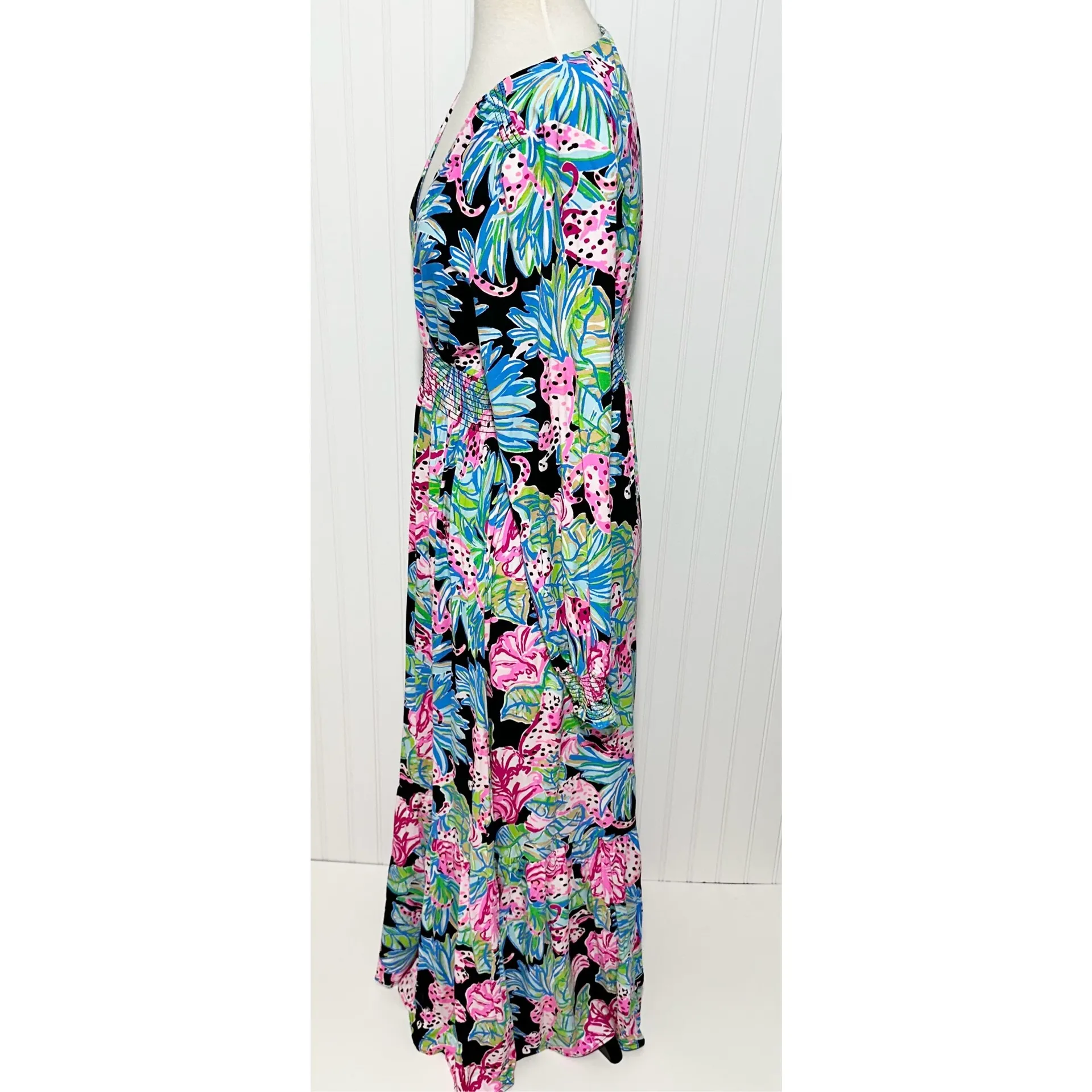 Lilly‎ Pulitzer Women's Mistral Maxi Onyx Jaguar Jungle Dress Multicolor Large - Image 7