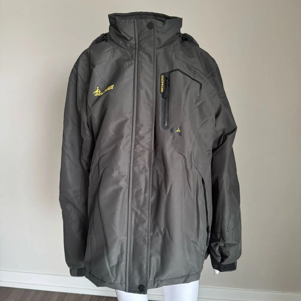 MOERDENG Waterproof Ski Jacket Warm Winter Snow Mountain Windbreaker Jacket Gray Size XL - Image 2