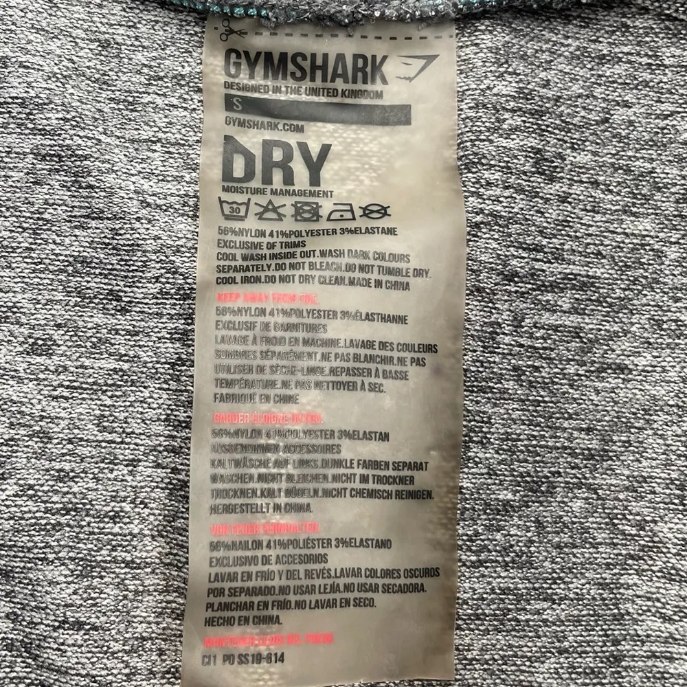 Gymshark Flex Leggings Dry Charcoal Marl Dusky Teal Waistband Logo Size Small - Image 5