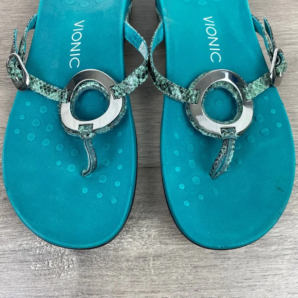 Vionic Teal Blue Snakeskin Karina Sandal Sz.9 - Image 3