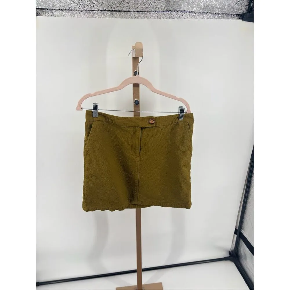 Vanessa Virginia Anthropologie Green Textured Mini Skirt Size 10 Fall Academia - Image 9