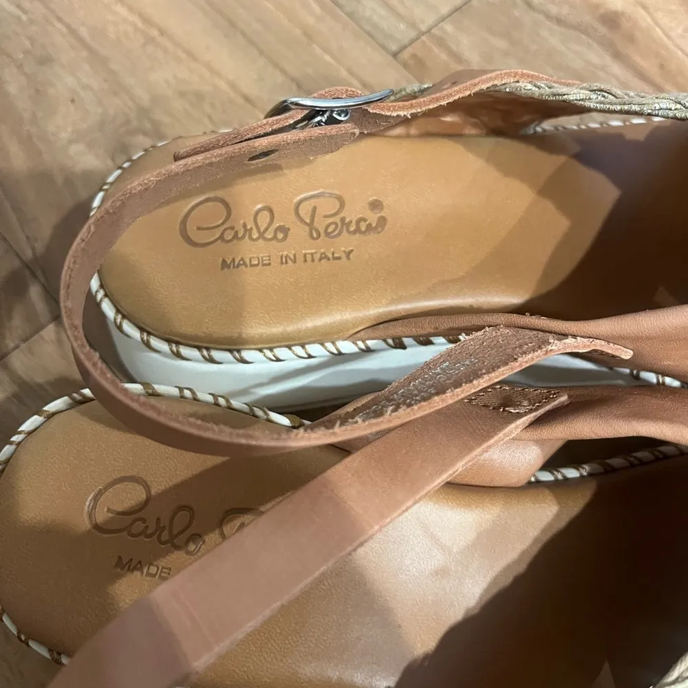 Cream and Tan Loafers with Braided Design Size 10 - Image 3