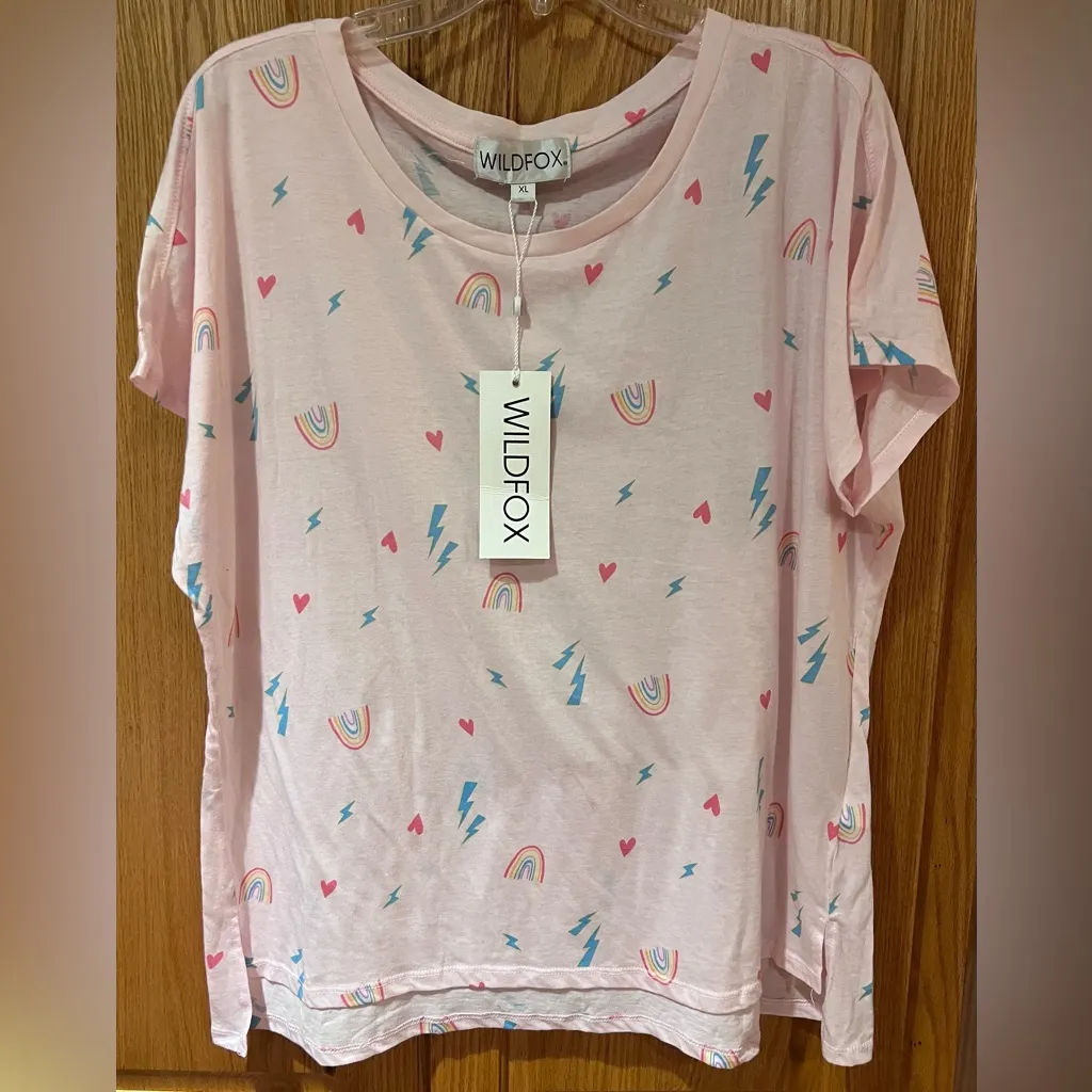 Wildfox Pride Symbols‎ Rainbows Heritage Cotton Tee Shirt Ballerina Pink Size XL - Image 4