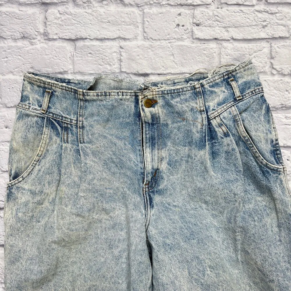Vintage 80s 90s Chic High Waist Mom Jeans Acid Wash Petite Size 22 WP Pleated Blue - Image 3