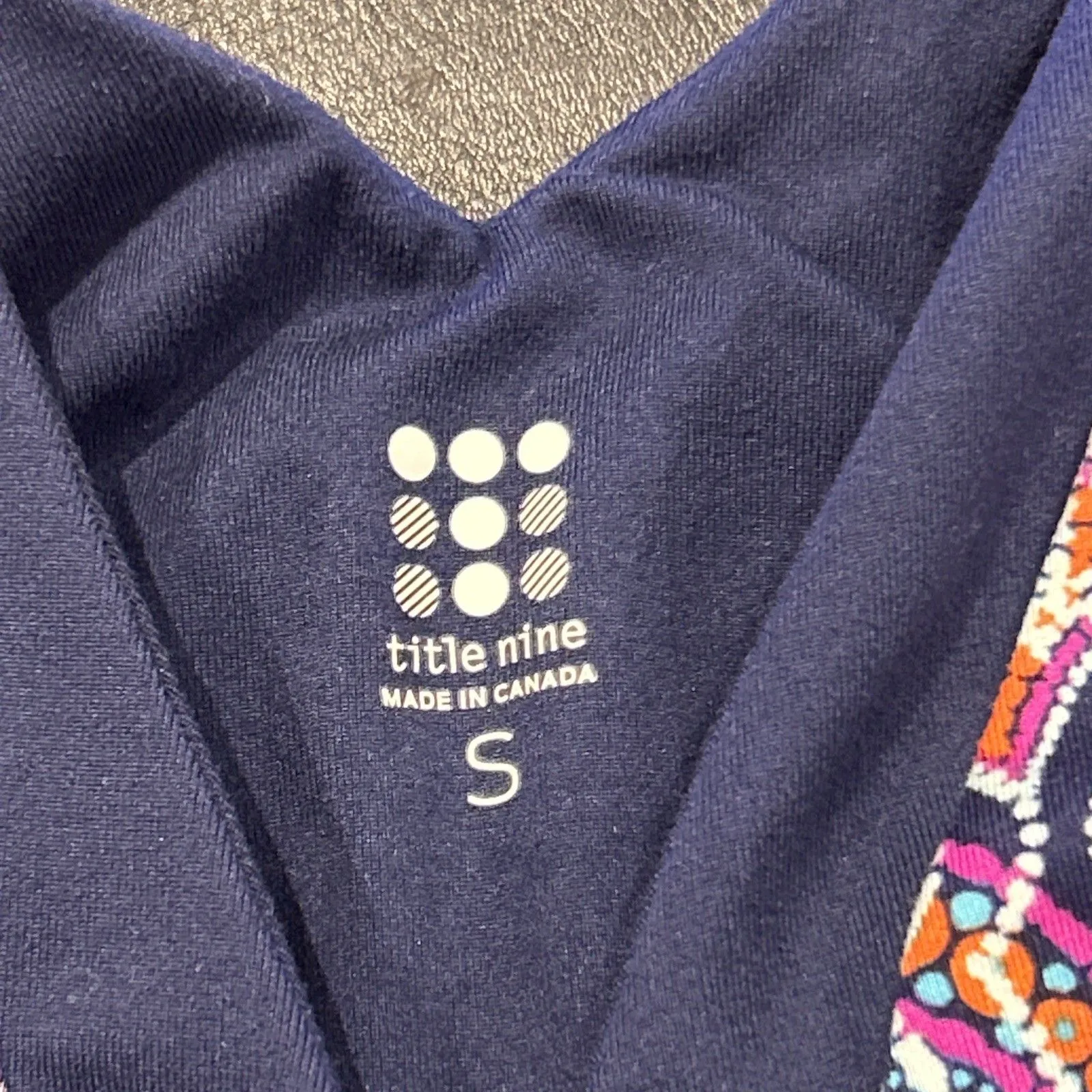 Title Nine Hillary Dream Dress Women Small Navy Purple Geo Floral Stretch Beach - Image 3