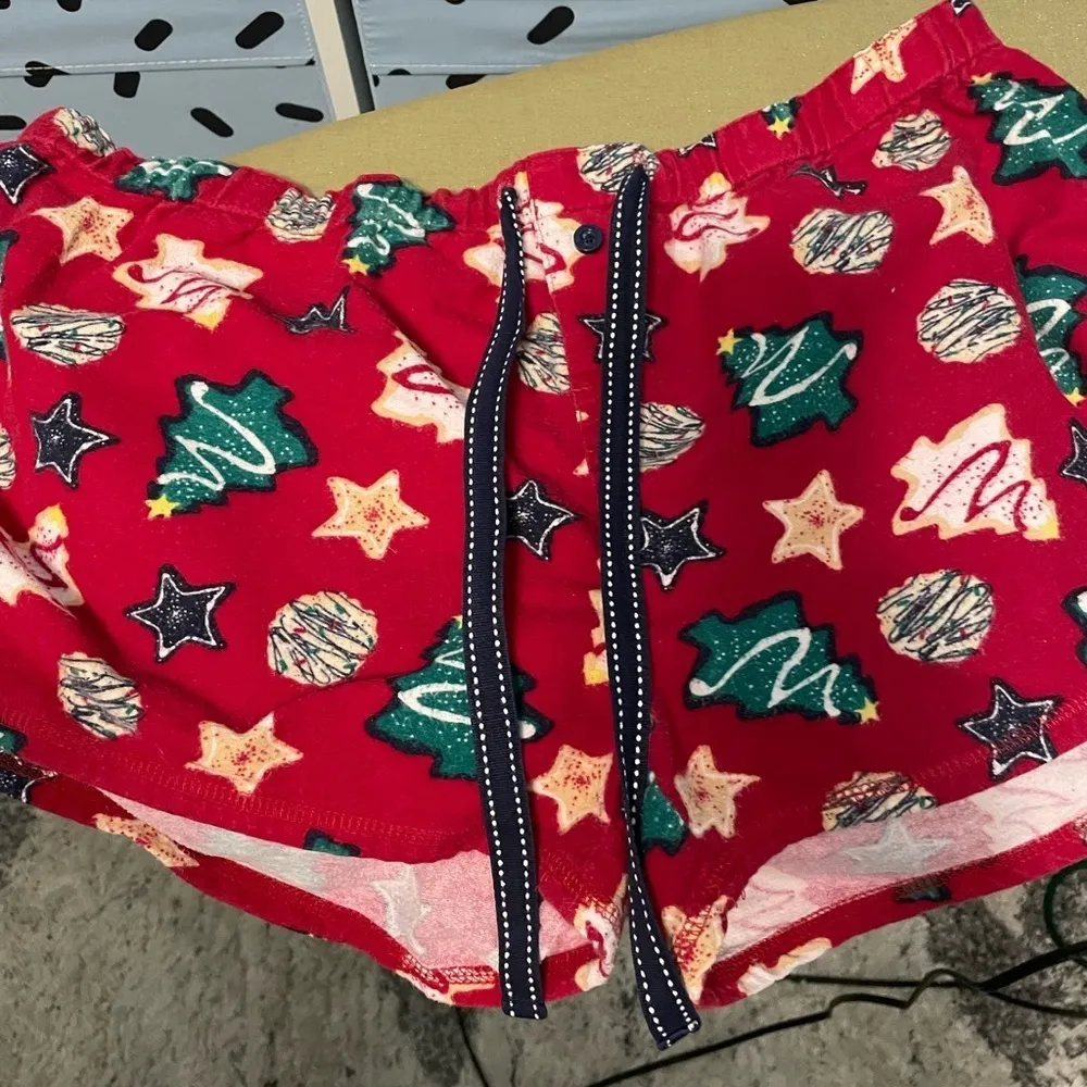 INSOMNIAX Red Christmas Lounge Pajama Shorts Cotton Fleece Size L - Image 4