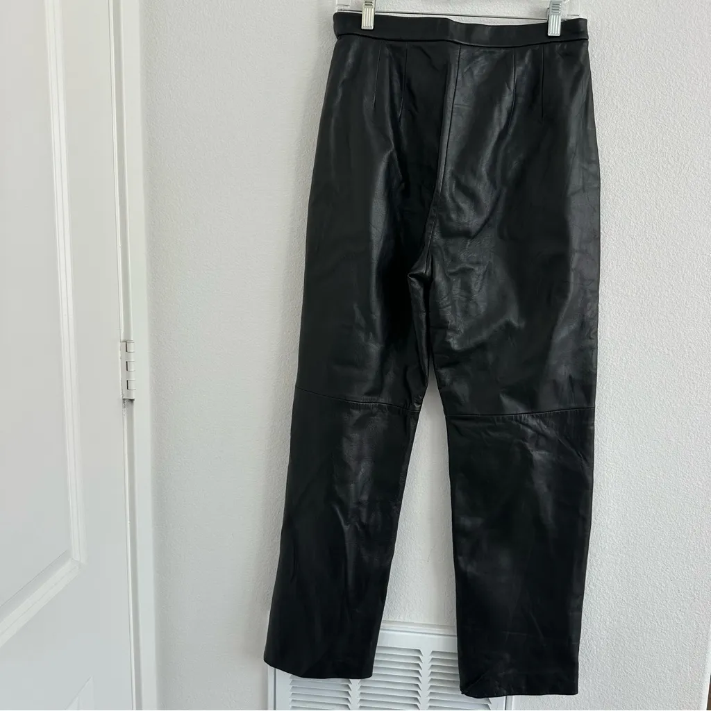 Siena Studio Black 100% Leather Straight Pants Size: 8 - Image 9